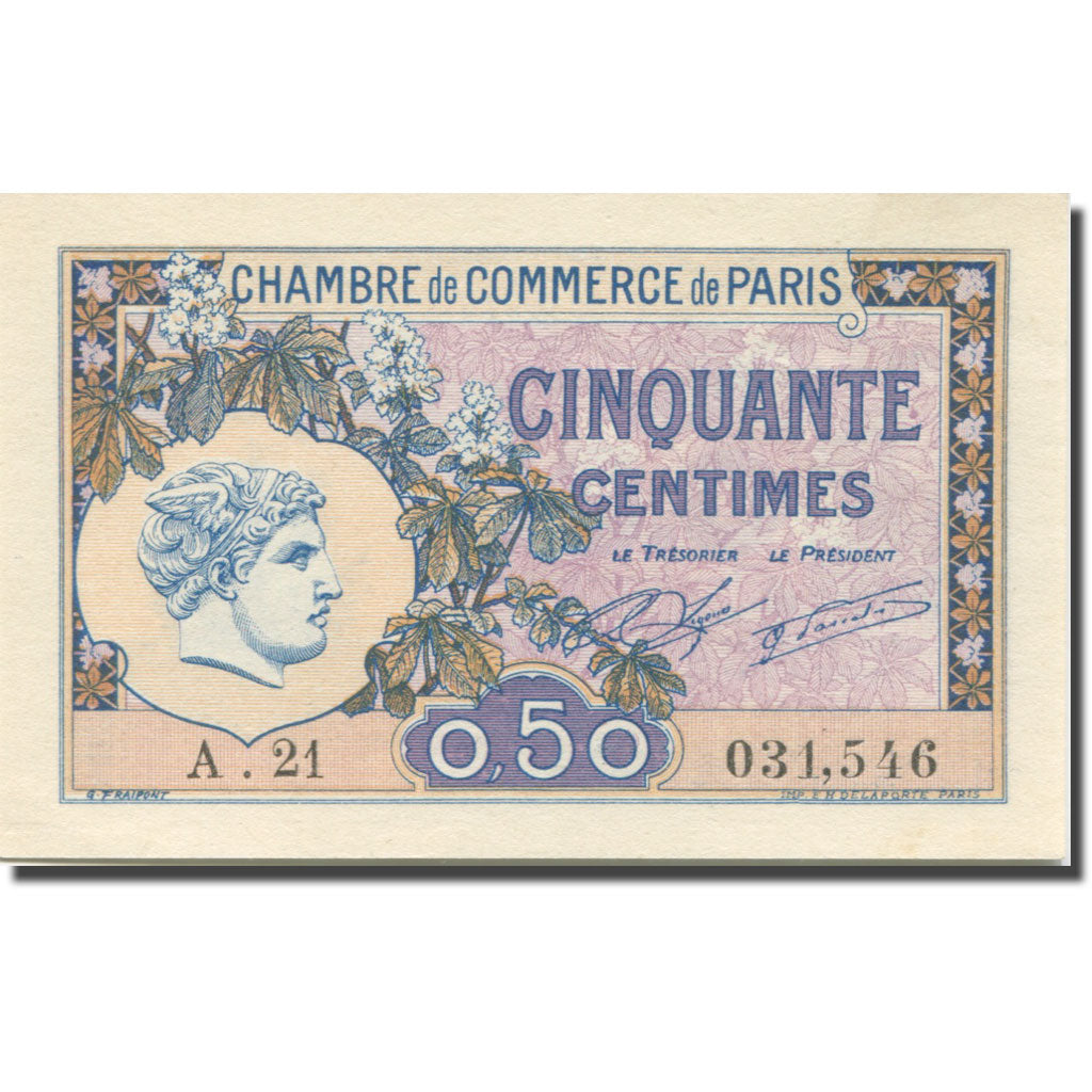 France, Paris, 50 Centimes, 1920, UNC(63), Pirot:97-31