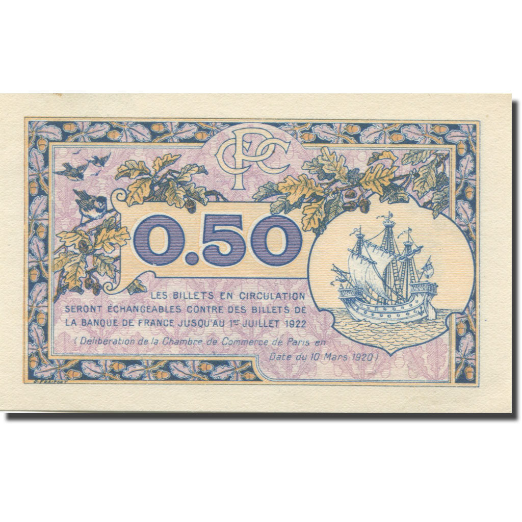 France, Paris, 50 Centimes, 1920, UNC(63), Pirot:97-31