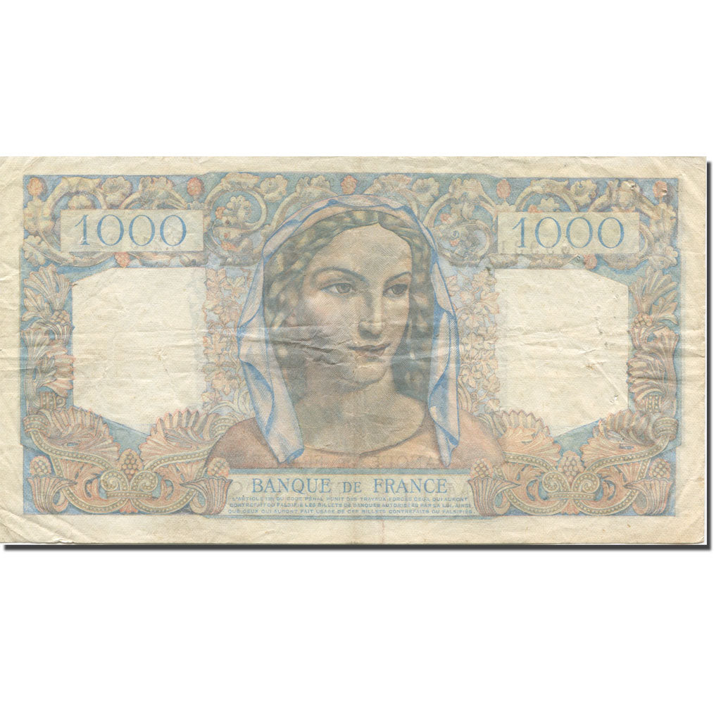 France, 1000 Francs, Minerve et Hercule, 1946, 1946-04-25, VF(20-25)