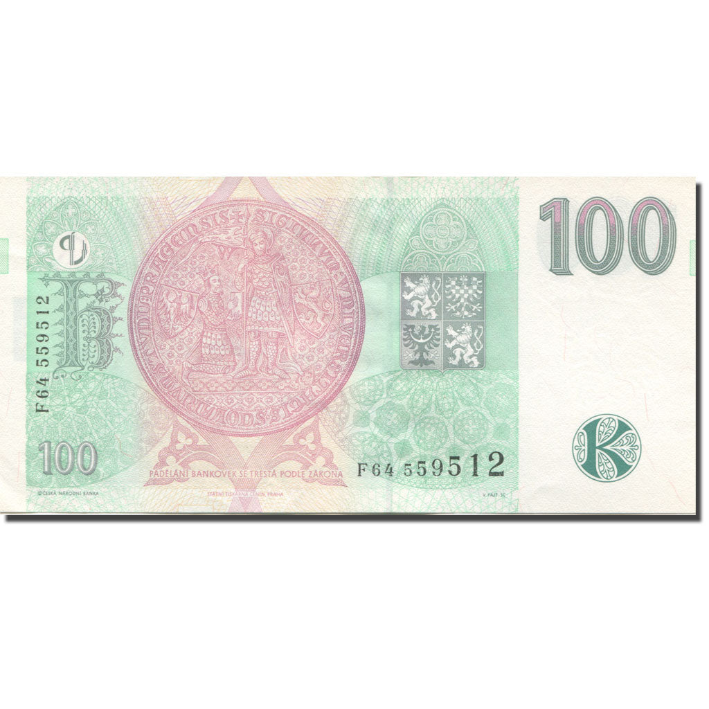 Banknote, Czech Republic, 100 Korun, 1997, Undated (1997), KM:18, AU(55-58)