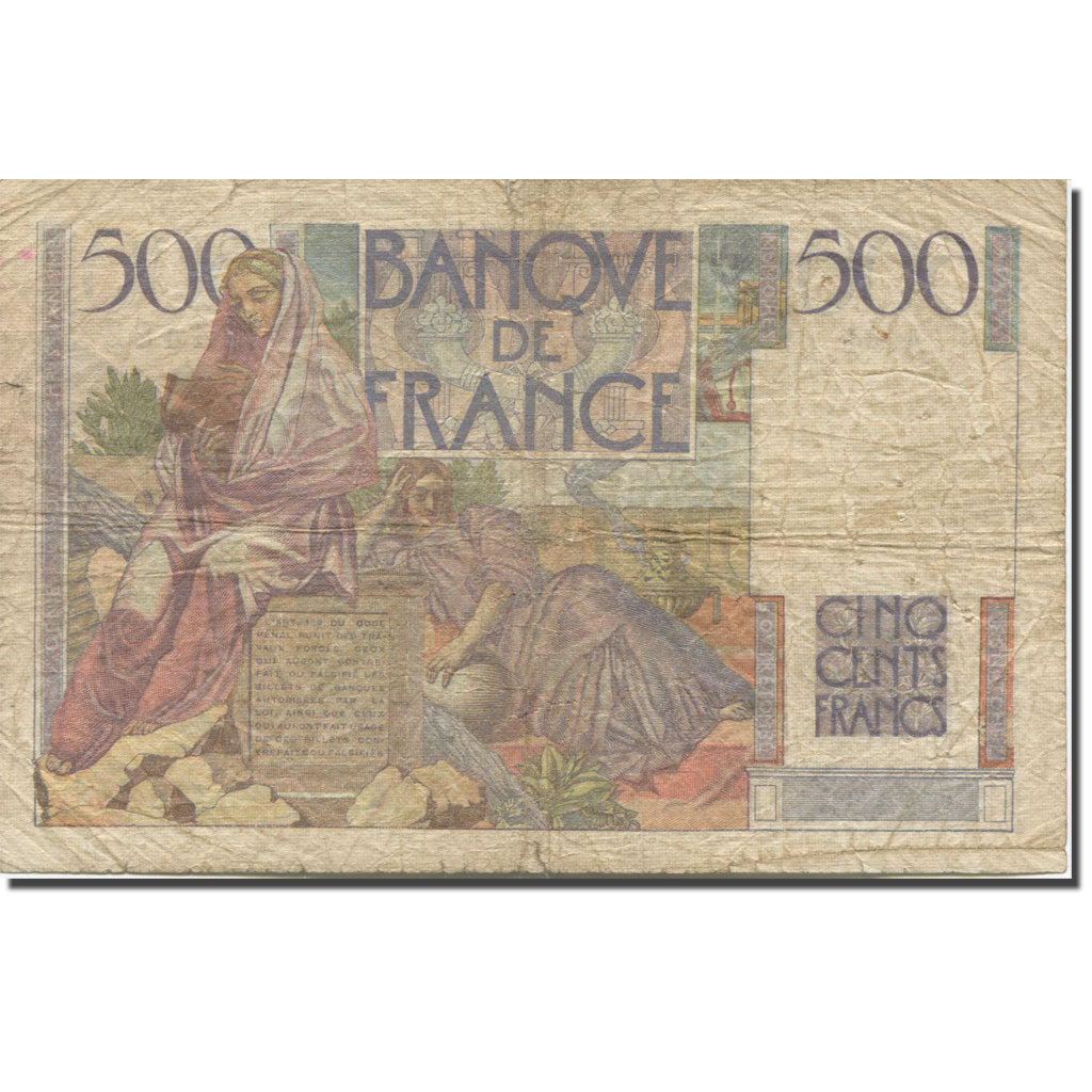 França, 500 Francs, Chateaubriand, 1946, 1946-03-28, AG(1-3), Fayette:34.5