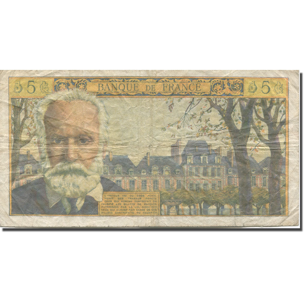 France, 5 Nouveaux Francs, Victor Hugo, 1965, 1964-05-06, VG(8-10)