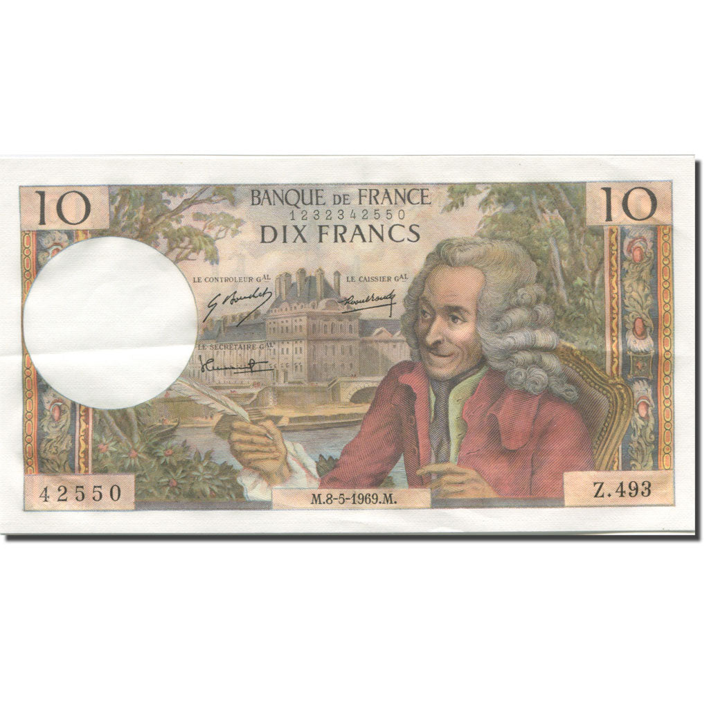 Francia, 10 Francs, Voltaire, 1969, 1969-05-08, MBC, Fayette:62.38, KM:147c