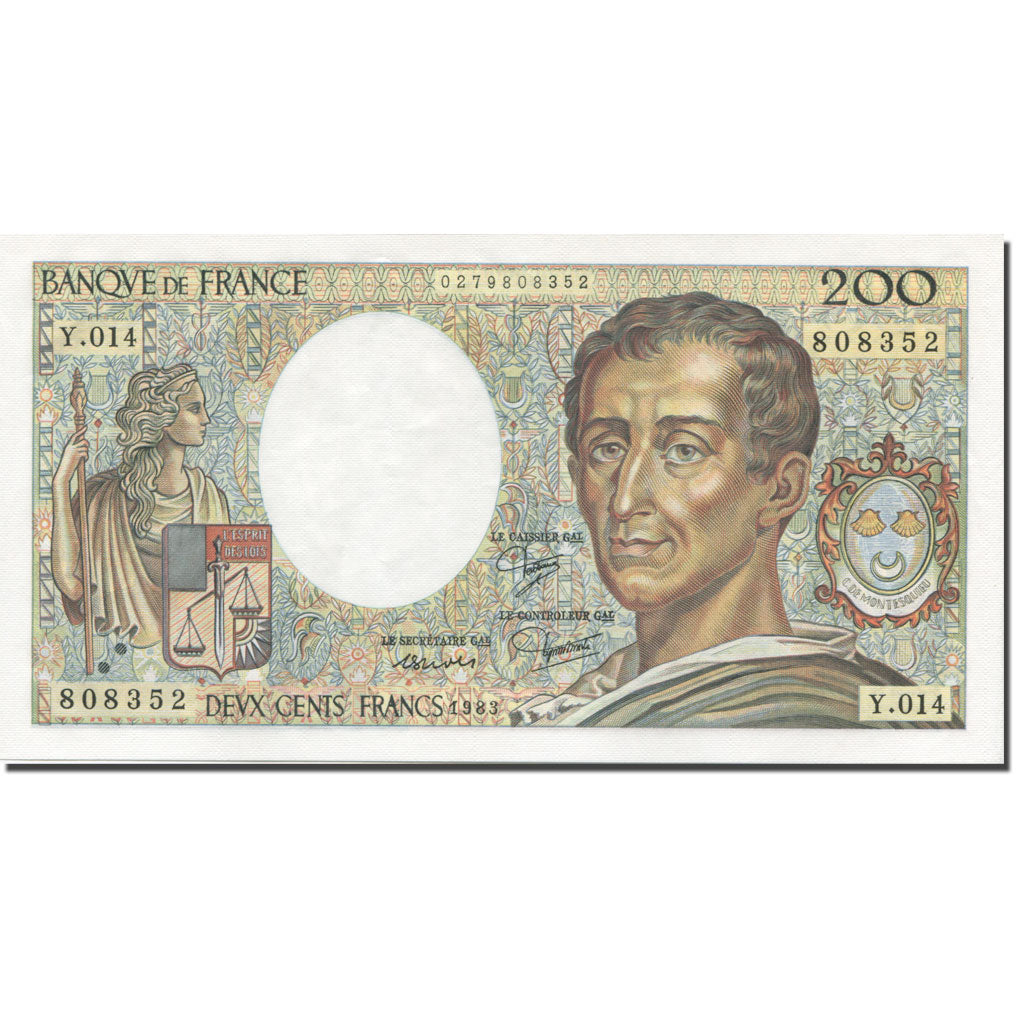 France, 200 Francs, Montesquieu, 1983, Undated (1983), UNC(65-70), Fayette:70.3