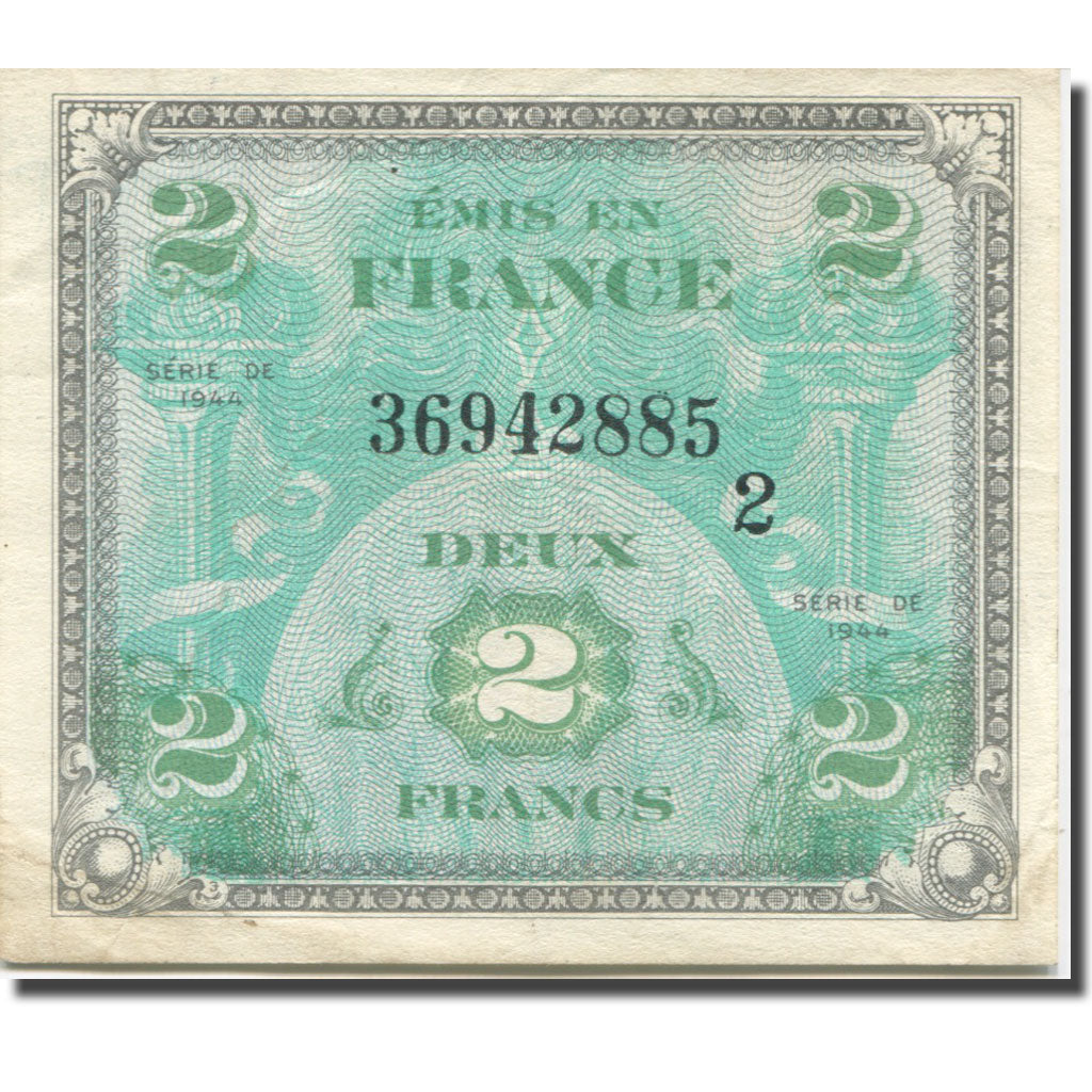 France, 2 Francs, Flag/France, 1944, SERIE DE 1944, EF(40-45), Fayette:VF16.2