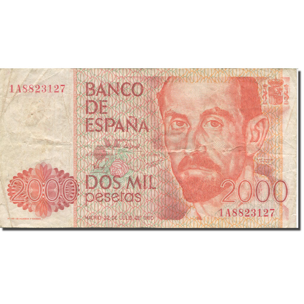Billete, 2000 Pesetas, 1980, España, 1980-07-22, KM:159, BC