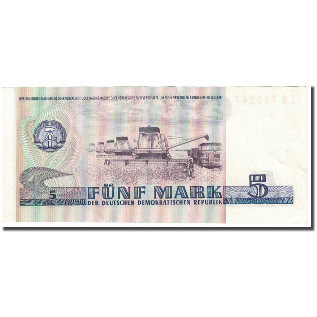Banknote, Germany - Democratic Republic, 5 Mark, 1987, 1987 (Old Date : 1975).