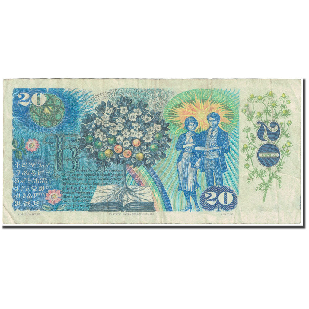Billet, Tchécoslovaquie, 20 Korun, 1988, Undated (1988), KM:95, TB