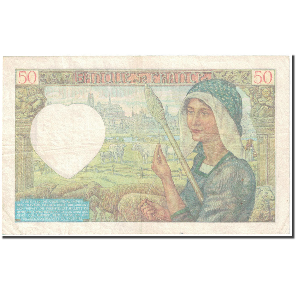 Francia, 50 Francs, Jacques Coeur, 1941, 1941-04-24, MB+, Fayette:19.19, KM:93