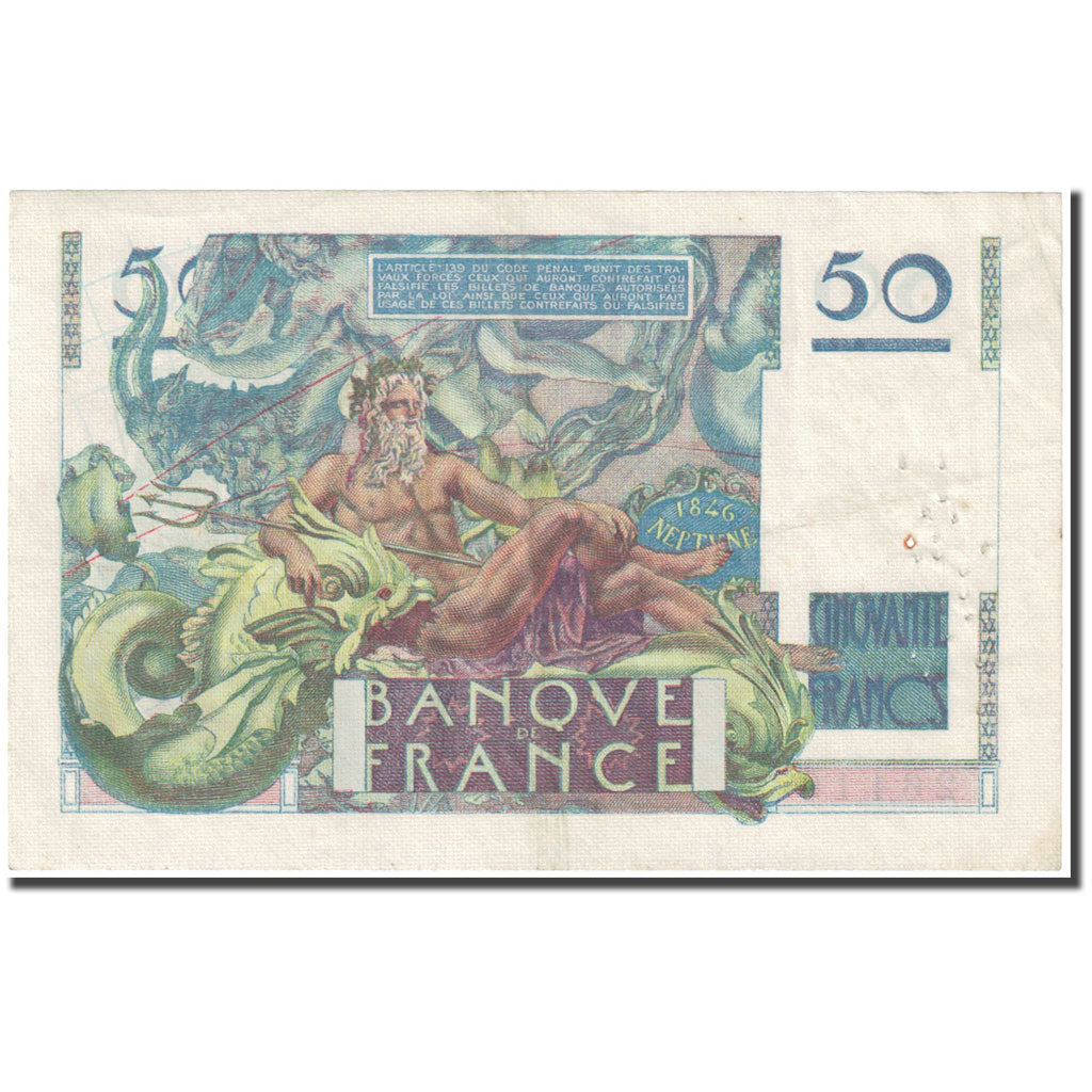 França, 50 Francs, Le Verrier, 1946, 1946-05-31, VF(30-35), Fayette:20.5