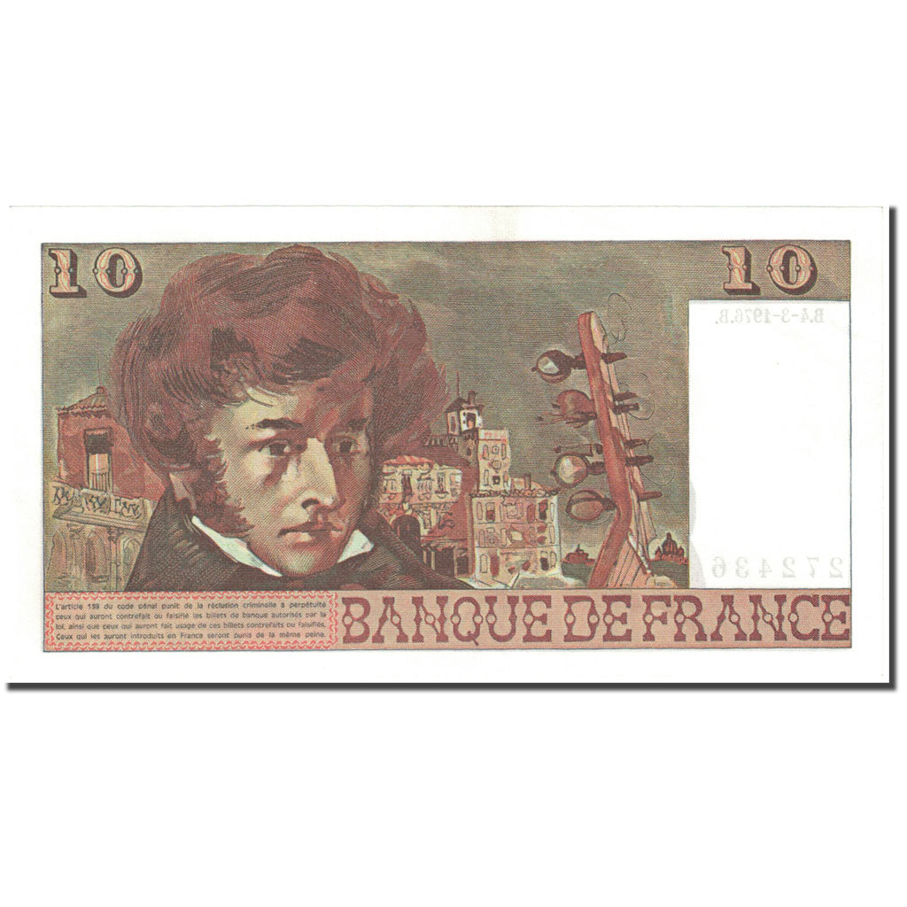 Francja, 10 Francs, Berlioz, 1976, 1976-03-04, UNC(63), Fayette:63.18, KM:150c