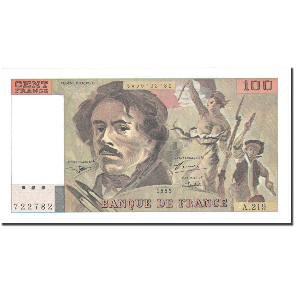 France, 100 Francs, Delacroix, 1993, Undated (1993), SUP, Fayette:69bis.7