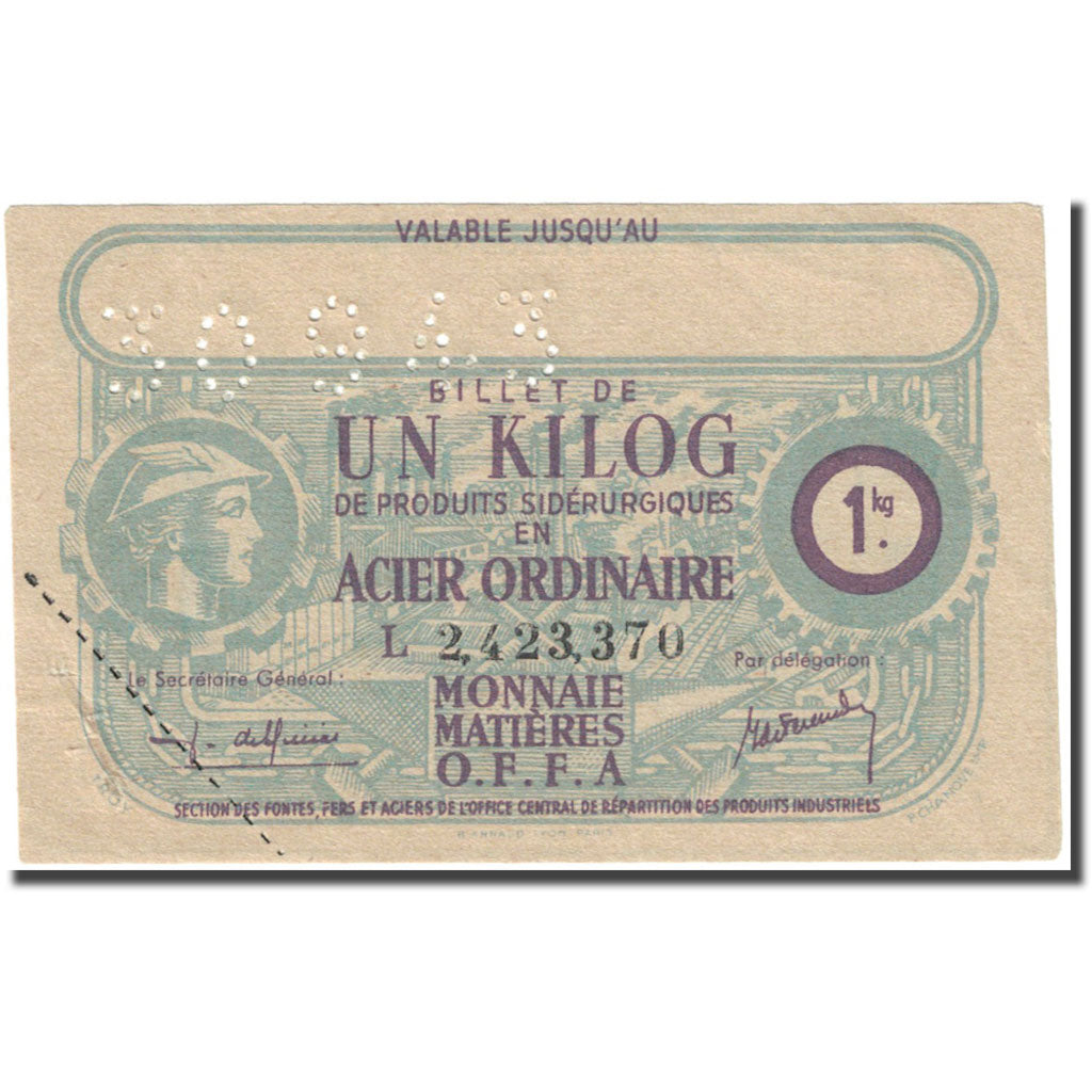 France, Acier Ordinaire, 1 Kilo, 1943, VF(20-25)