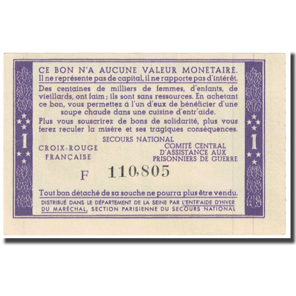 France, Bon de Solidarité, 1 Franc, 1940, UNC(65-70)