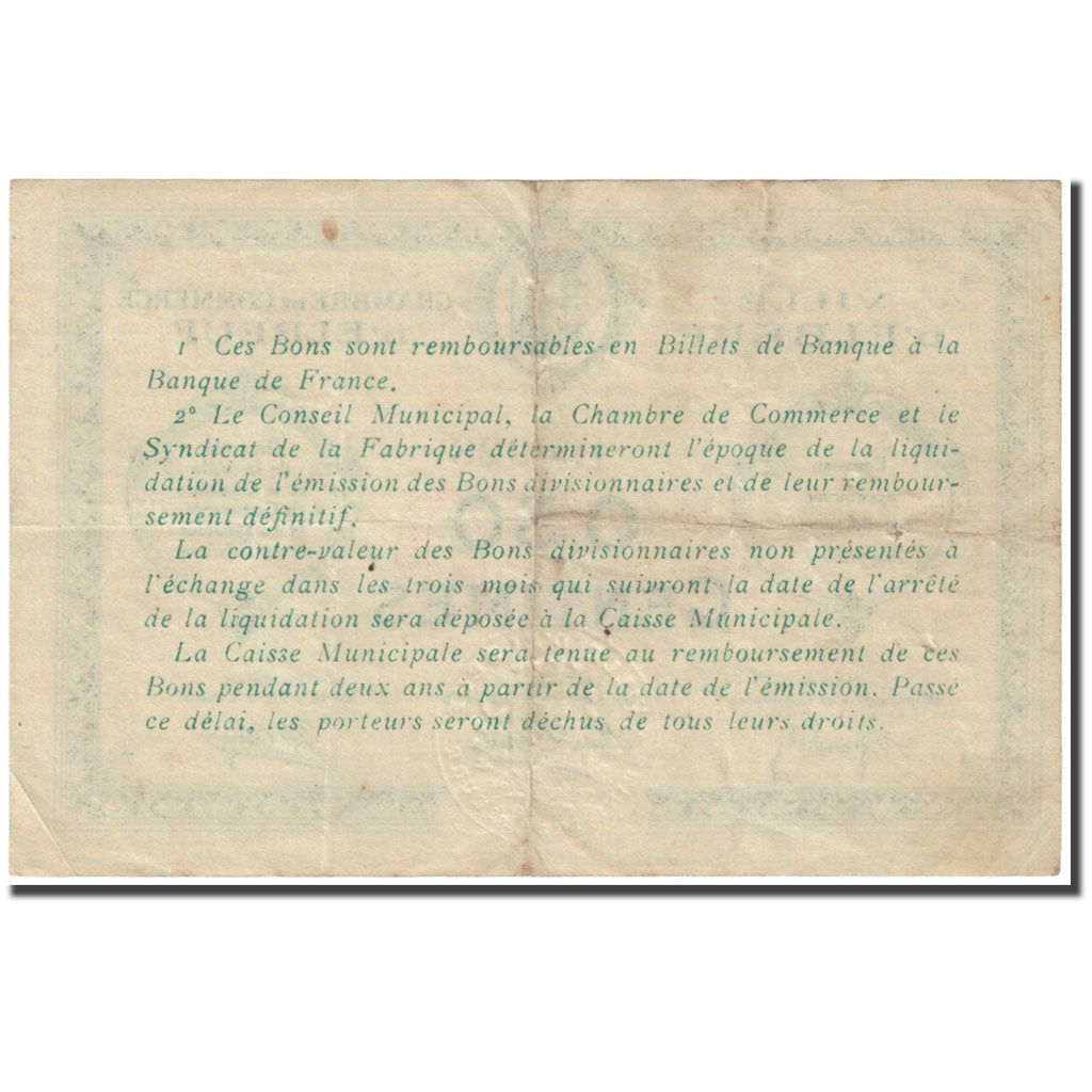 France, Elbeuf, 50 Centimes, VF(20-25), Pirot:55-1