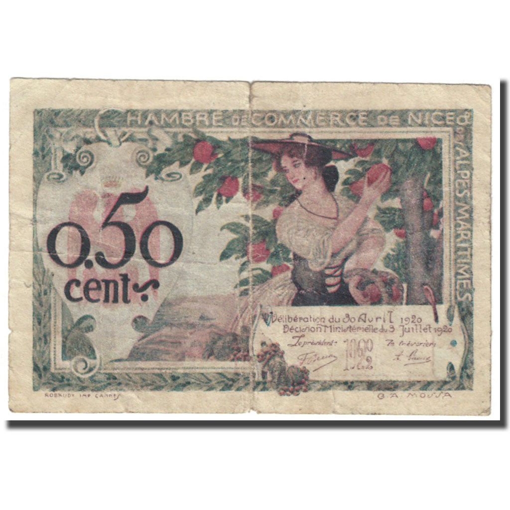 France, Nice, 50 Centimes, 1920, VG(8-10), Pirot:91-9