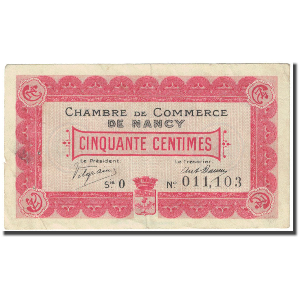 France, Nancy, 50 Centimes, 1915, EF(40-45), Pirot:87-1