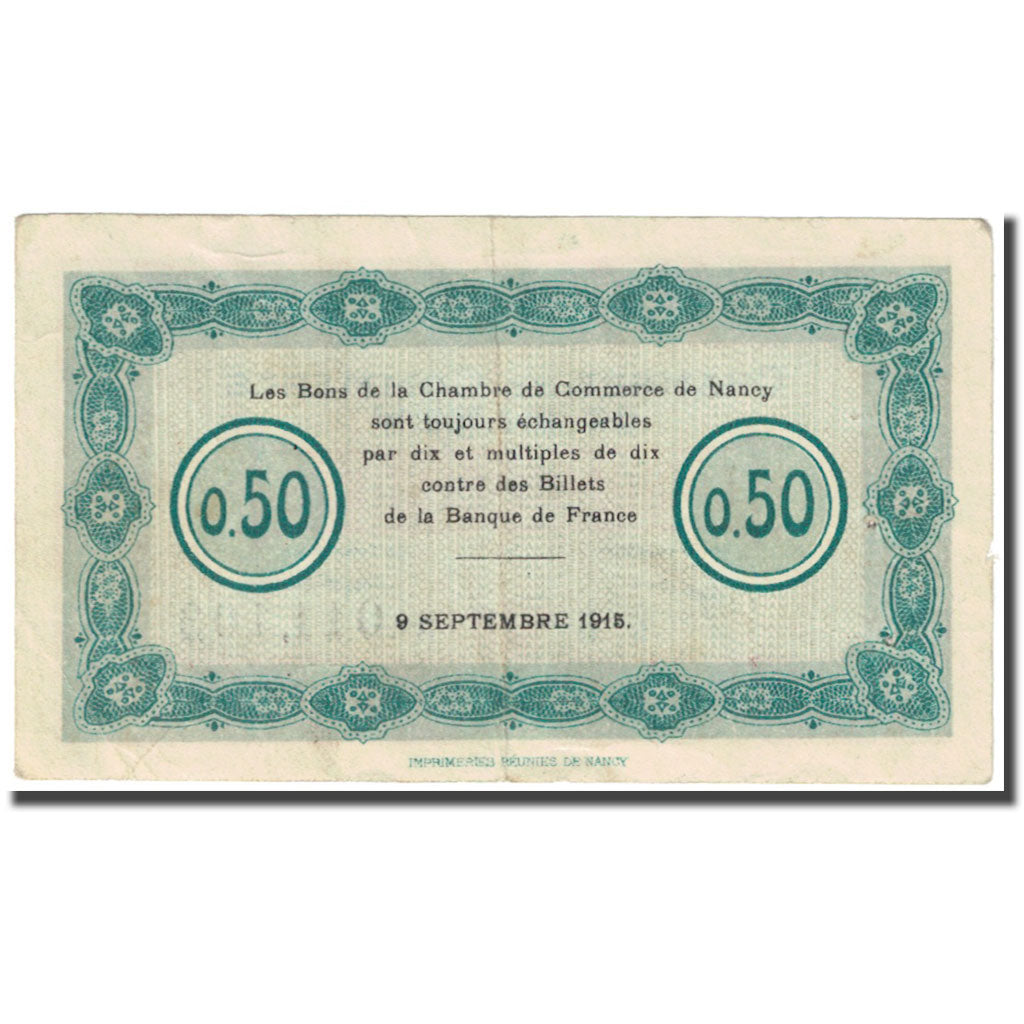 France, Nancy, 50 Centimes, 1915, EF(40-45), Pirot:87-1