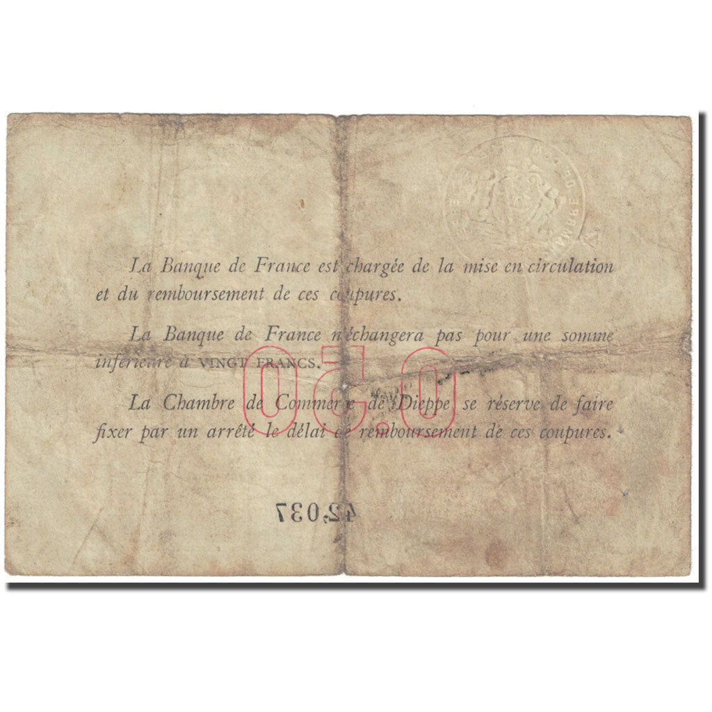 France, Dieppe, 50 Centimes, VG(8-10), Pirot:52-1