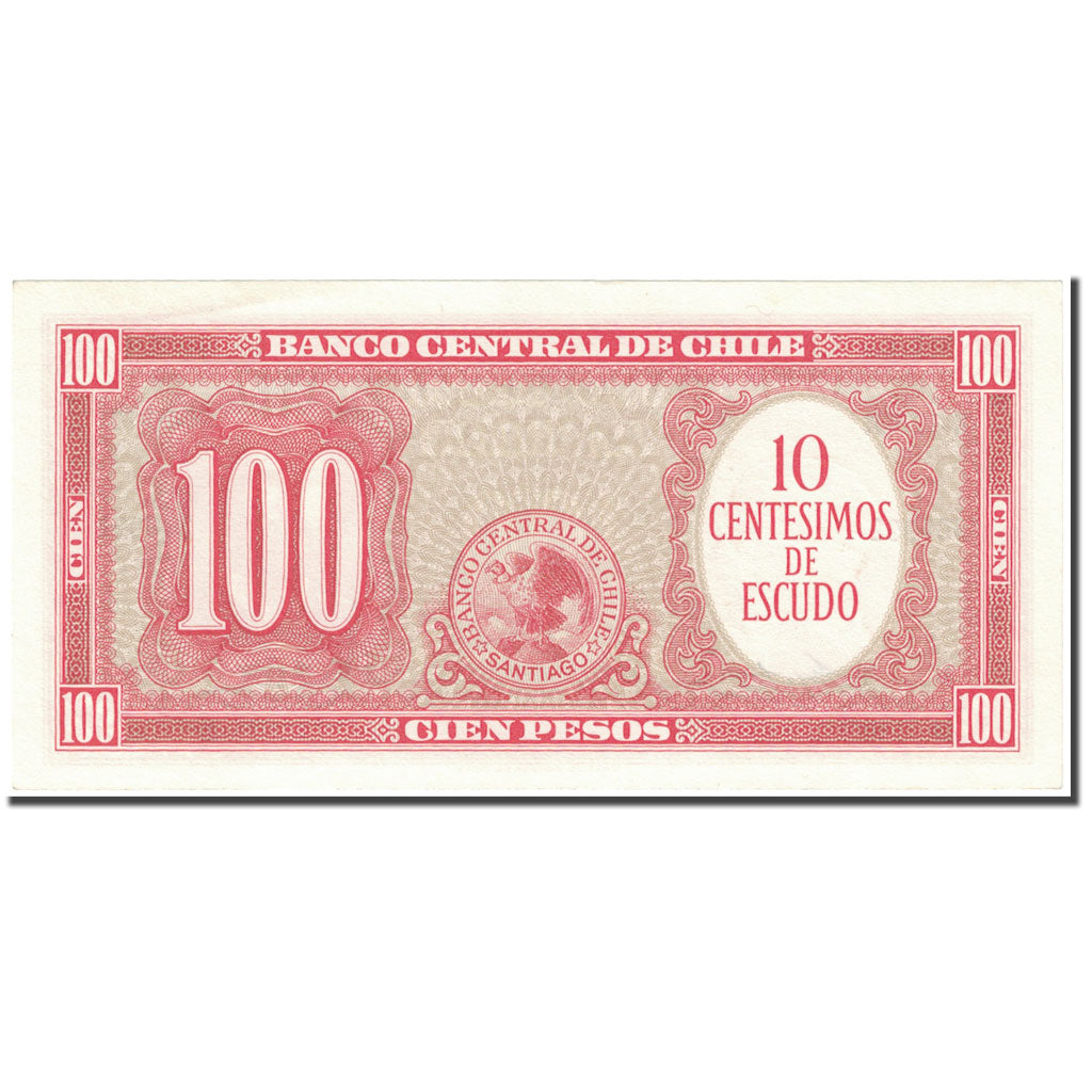 Billet, Chile, 10 Centesimos on 100 Pesos, 1960-61, Undated (1960-61)., KM:127a