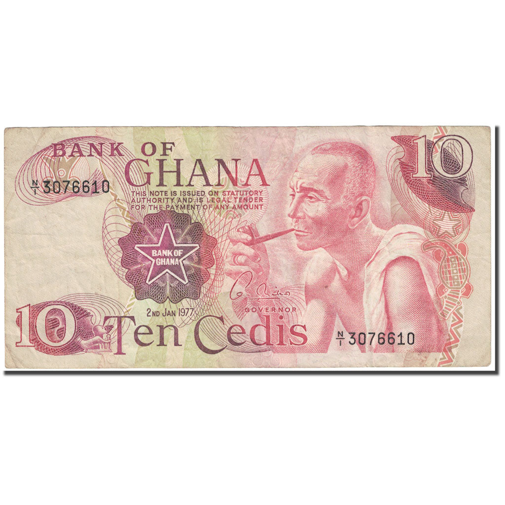 Banknote, Ghana, 10 Cedis, 1977, 1977-01-02, KM:16e, VF(20-25)