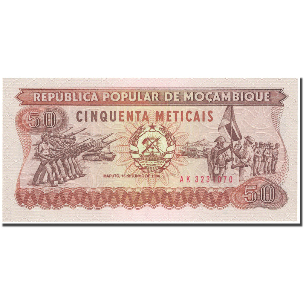 Billete, 50 Meticais, 1986, Mozambique, 1986-06-16, KM:129b, EBC