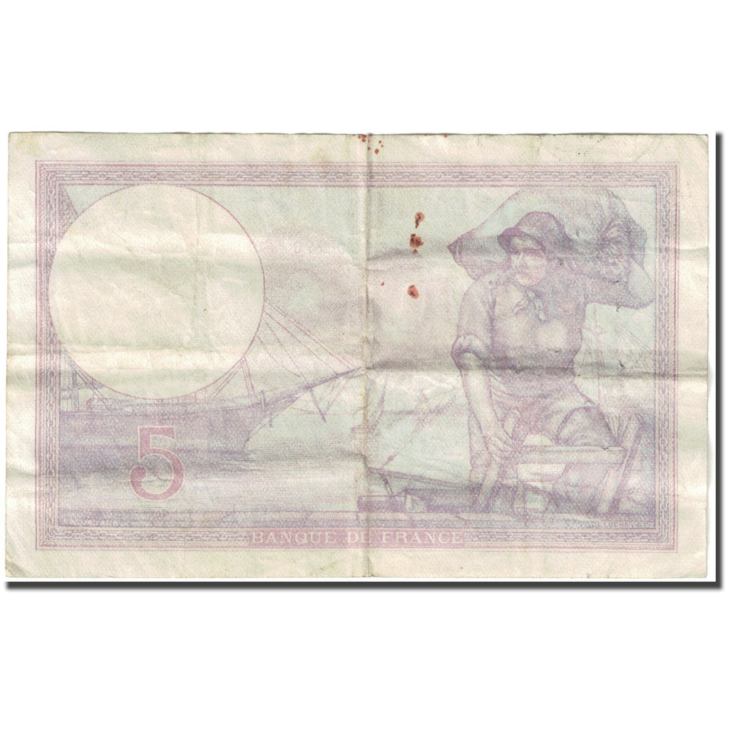 France, 5 Francs, Violet, 1923, 1923-06-02, VG(8-10), Fayette:3.7, KM:72c