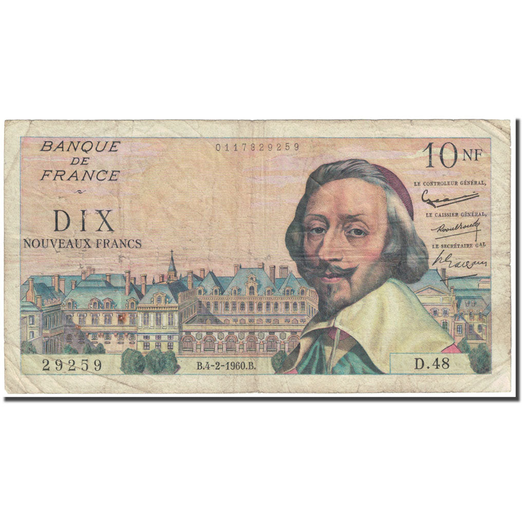 Francia, 10 Nouveaux Francs, Richelieu, 1960, 1960-02-04, BC, Fayette:57.5