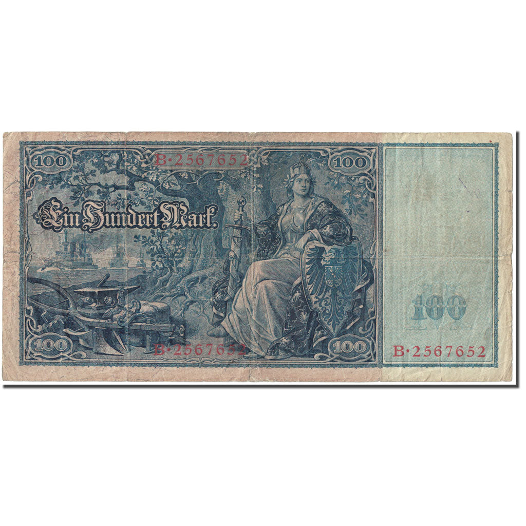 Banknote, Germany, 100 Mark, 1909, 1909-09-10, KM:38, F(12-15)