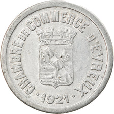 Moneda, Francia, Chambre de Commerce, Evreux, 25 Centimes, 1921, MBC+, Aluminio