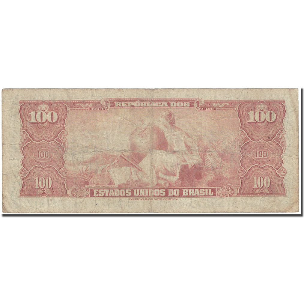 Banknote, Brazil, 100 Cruzeiros, 1955, Undated (1955), KM:153a, VF(20-25)