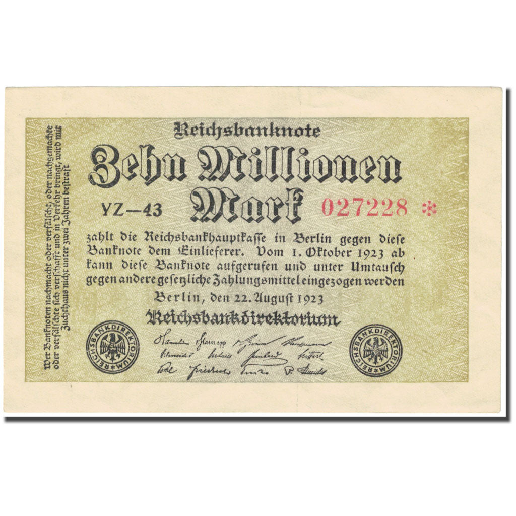 Banknote, Germany, 10 Millionen Mark, 1923, 1923-08-22, KM:106a, UNC(63)