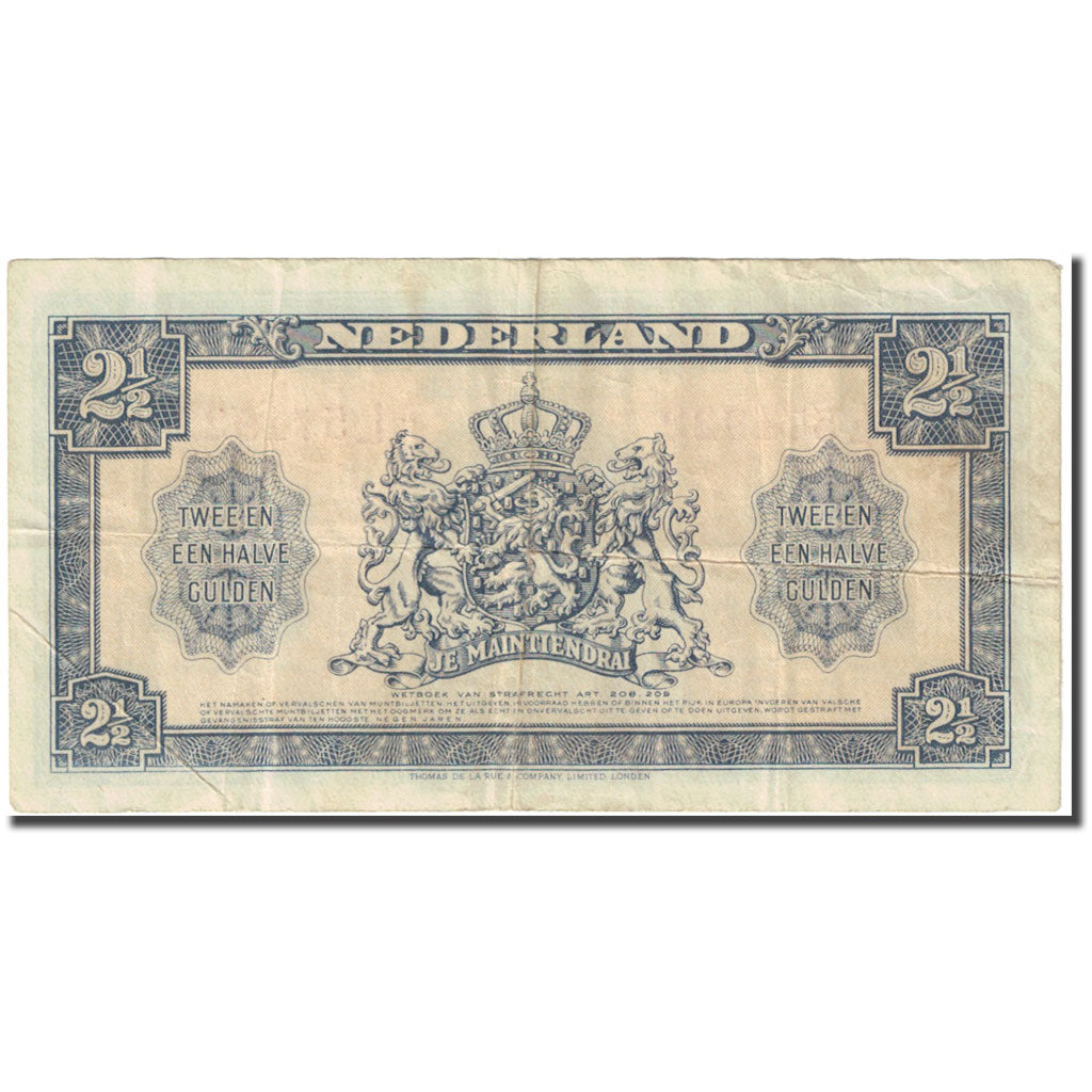 Banconote, Paesi Bassi, 2 1/2 Gulden, 1945, 1945-05-18, KM:71, MB