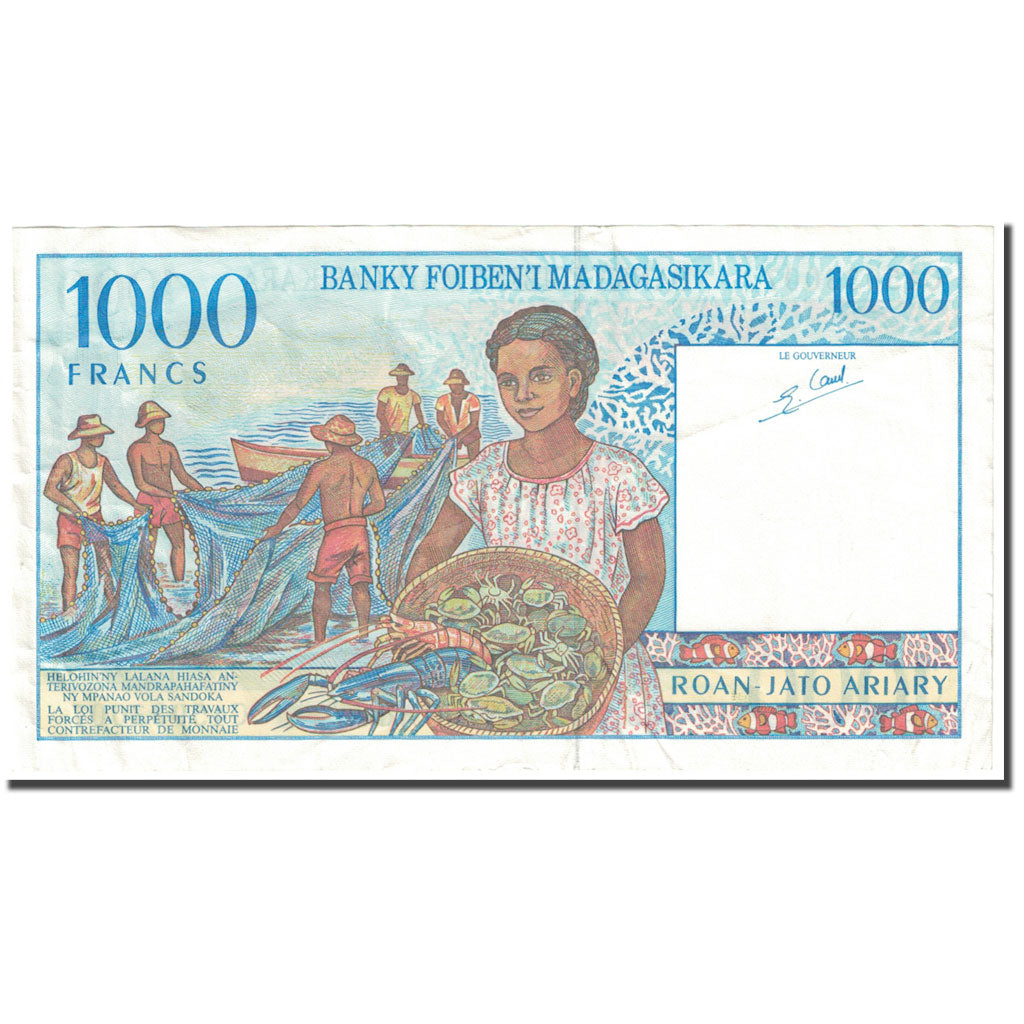Billete, 1000 Francs = 200 Ariary, 1994, Madagascar, Undated (1994), KM:76b, MBC