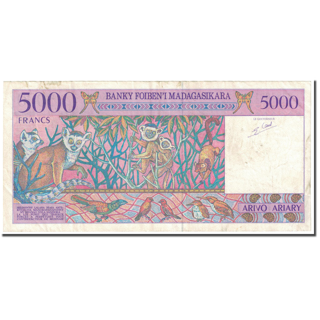 Banknote, Madagascar, 5000 Francs = 1000 Ariary, 1995, Undated (1995), KM:78b