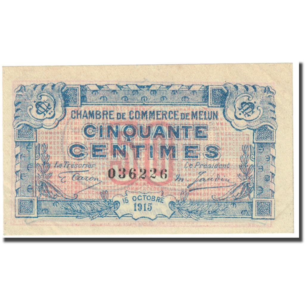 France, Melun, 50 Centimes, 1915, AU(50-53), Pirot:80-1