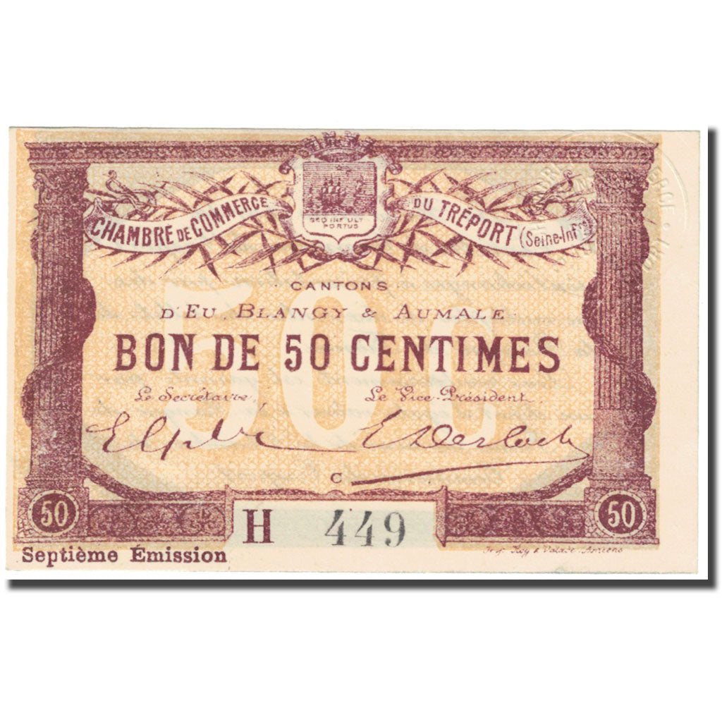 França, Le Tréport, 50 Centimes, 1916, UNC(65-70), Pirot:71-28