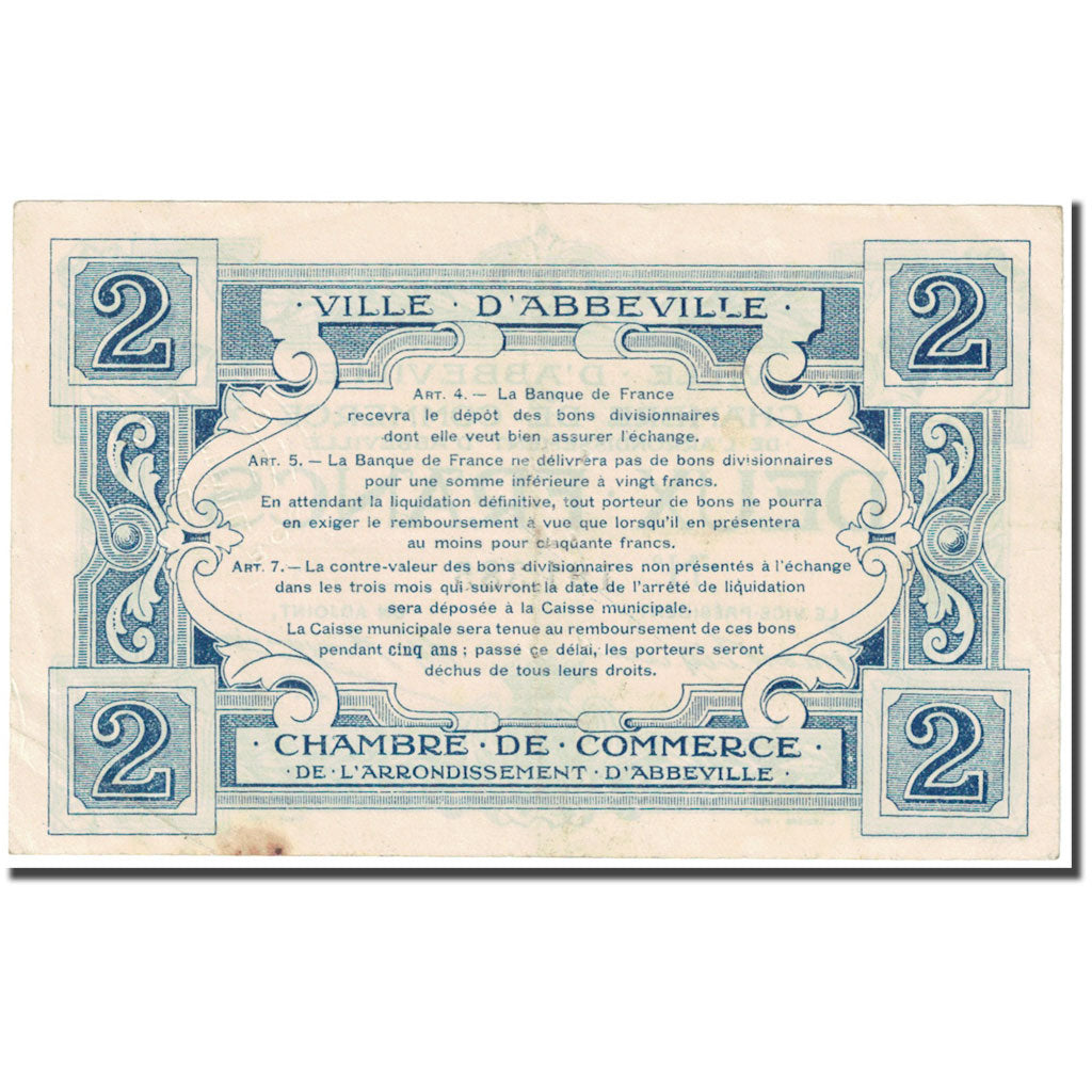 France, Abbeville, 2 Francs, VF(20-25), Pirot:1-05
