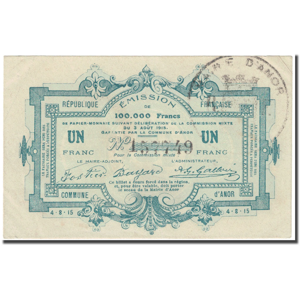 France, Anor, 1 Franc, 1915, EF(40-45), Pirot:59-86