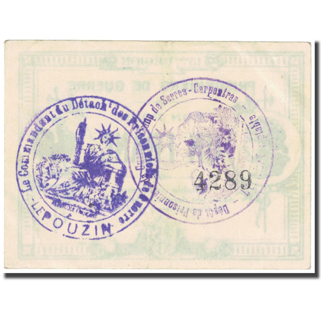 França, Serres-Carpentras, 1 Franc, 1914-1918, Prisonniers de Guerre