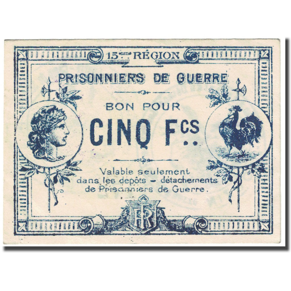 Frankrijk, Serres-Carpentras, 5 Francs, 1914-1918, Prisonniers de Guerre, SUP