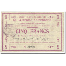 Frankrijk, Peronne, 5 Francs, 1915, Prisonniers de Guerre, TB, Pirot:80-416