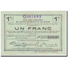 France, Omissy, 1 Franc, 1916, EF(40-45), Pirot:02-1723