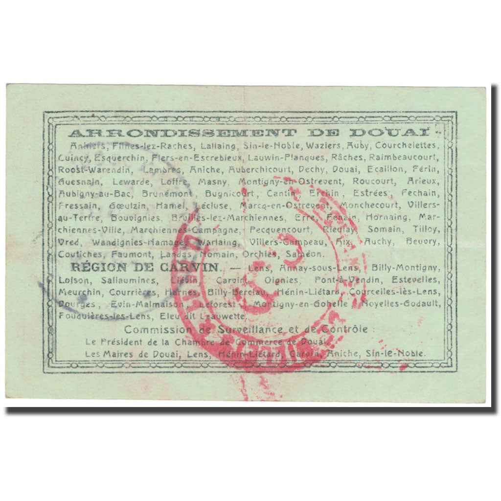 France, Douai, 1 Franc, 1916, VF(20-25), Pirot:59-740