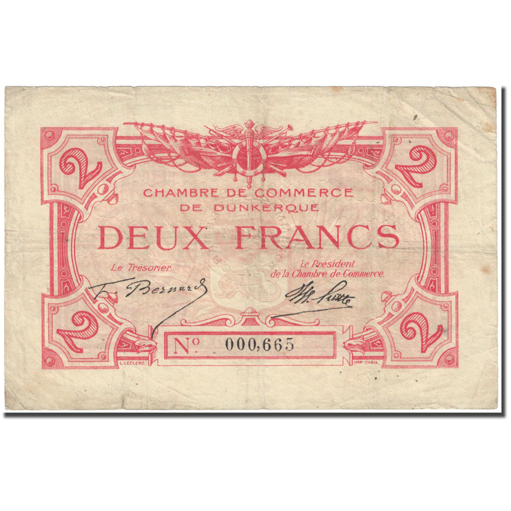 France, Dunkerque, 2 Francs, VG(8-10), Pirot:54-9