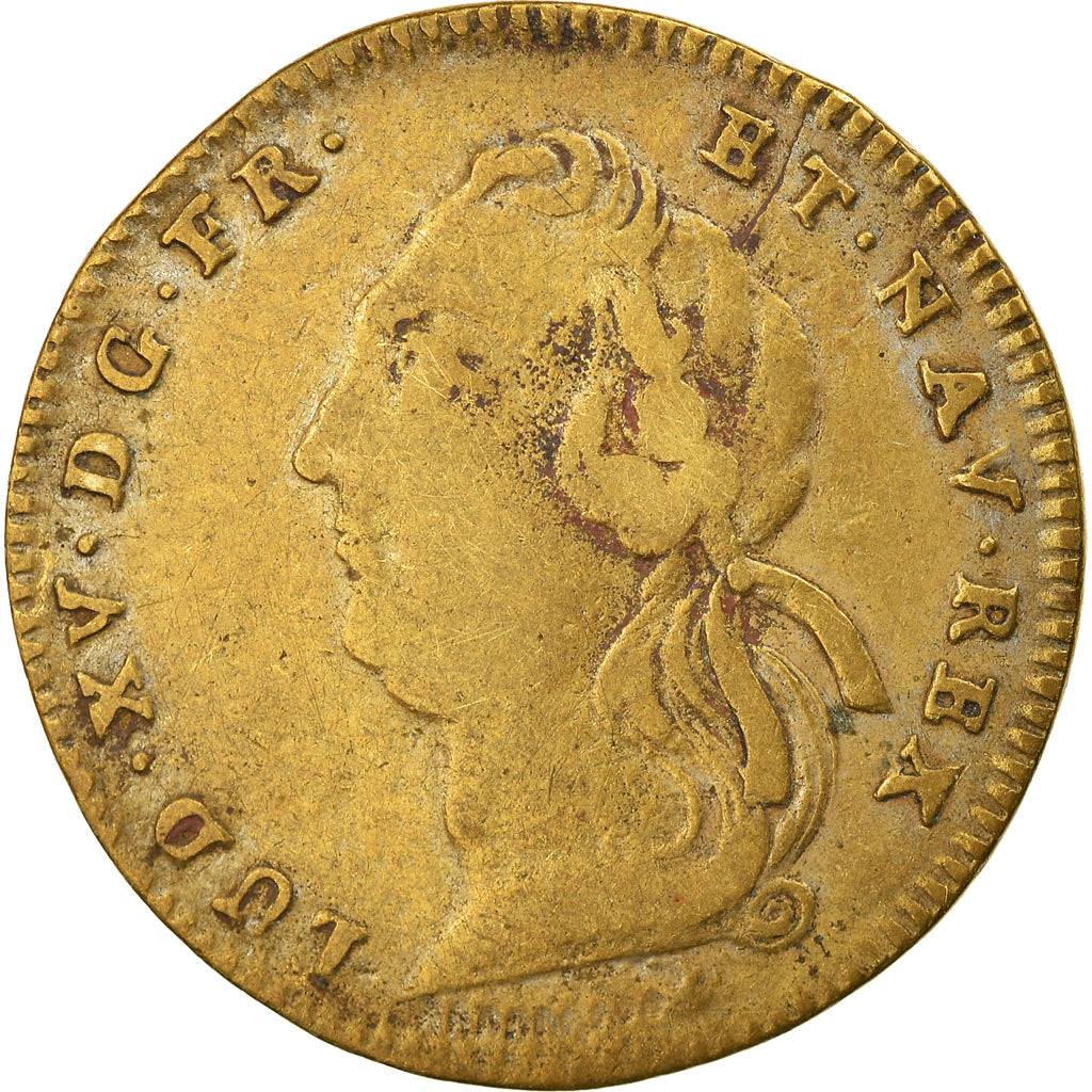 France, Token, Statue de Louis XV à Bordeaux, 1744, VF(20-25), Brass
