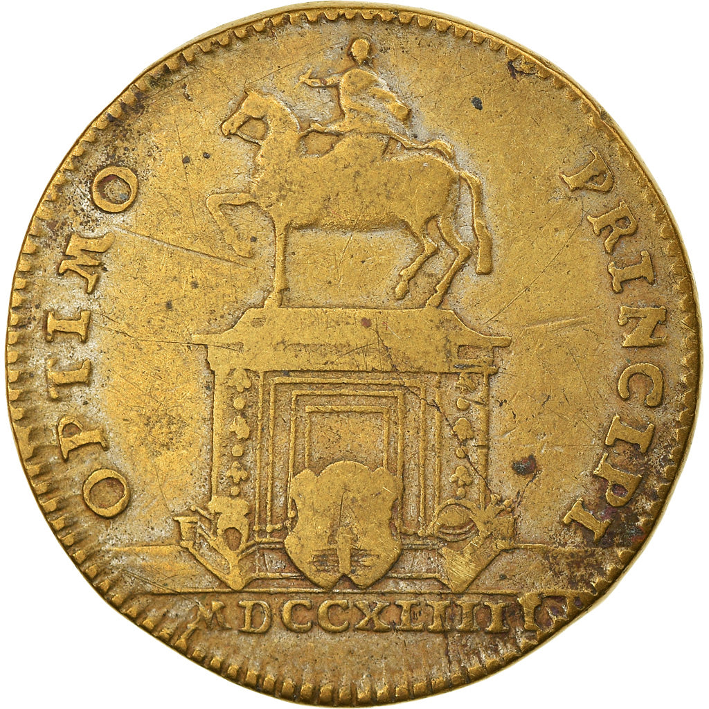 France, Token, Statue de Louis XV à Bordeaux, 1744, VF(20-25), Brass