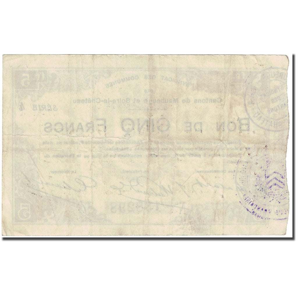 Francia, Maubeuge & Solre-le-Château, 5 Francs, 1915, B, Pirot:59-1818