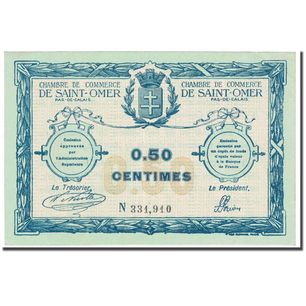 France, Saint-Omer, 50 Centimes, 1914, AU(55-58), Pirot:115-1