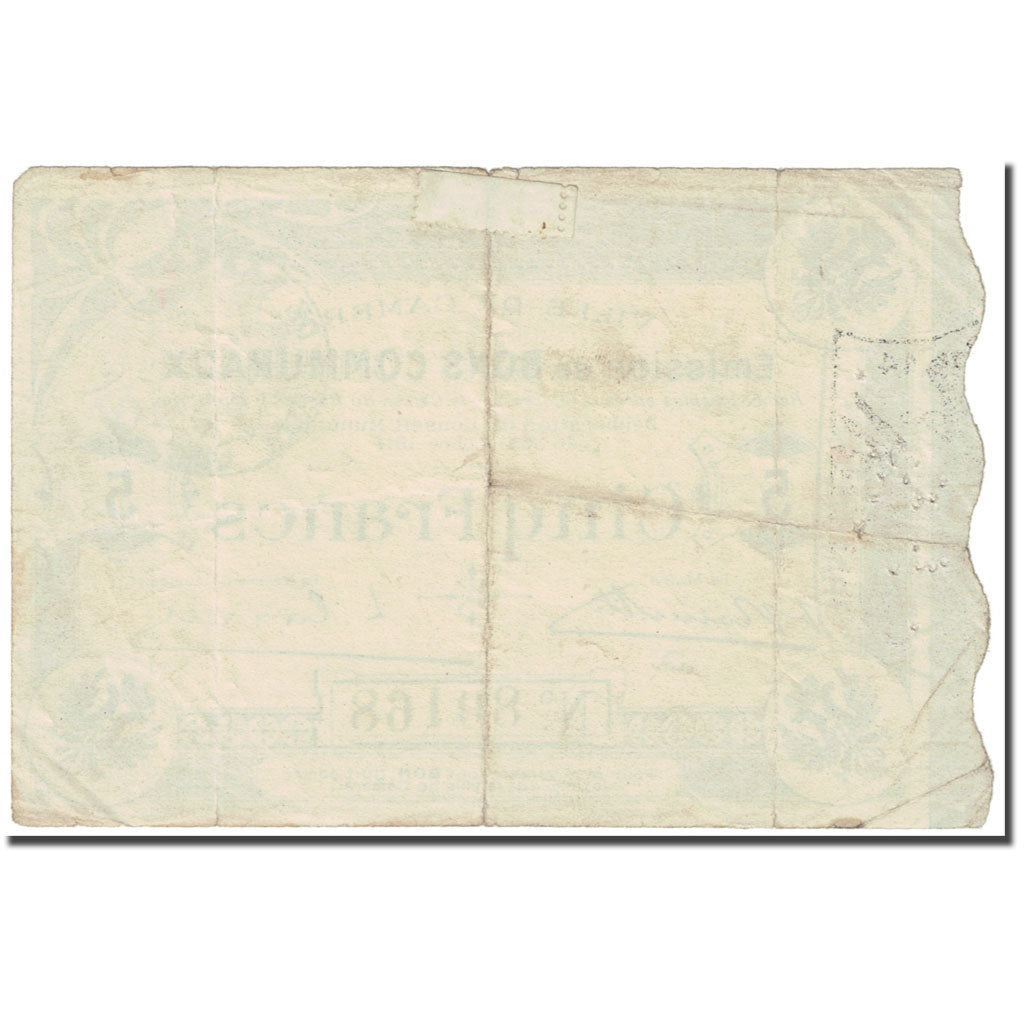 Francia, Cambrai, 5 Francs, 1914, Bons Communaux, B, Pirot:59-445